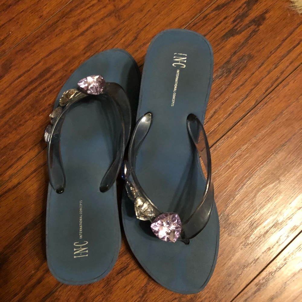 INC Rhinestone Flip Flops